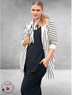 Plus Basics Blazer Long Jacket Breton Stripe